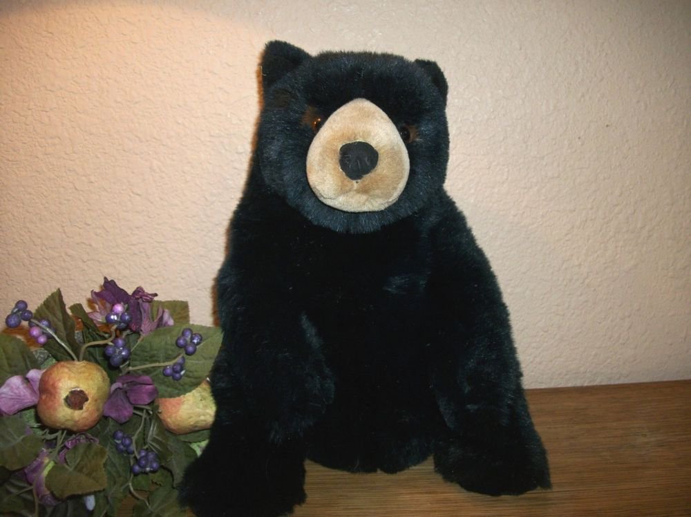 Dakin Black Grizzly Bear Stuffed Animal 12" Silky Plush Rare 2012 Applause Toy