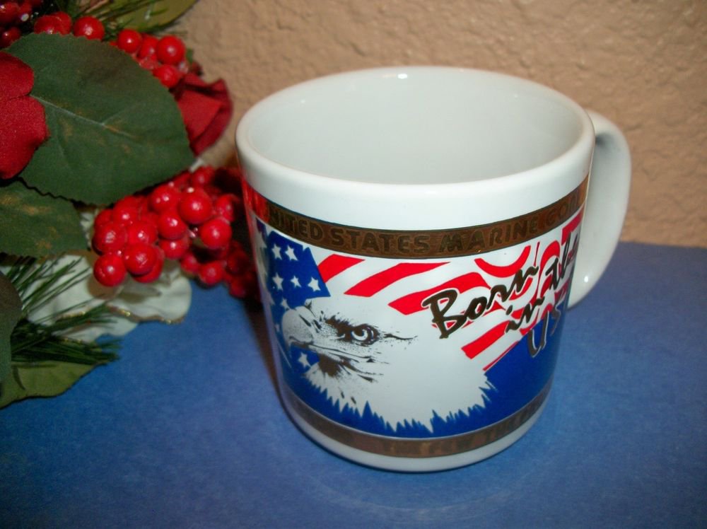 Coffee Mug US Marine Corps American Eagle Flag 22k Kapan Kent Semper Fi Cup