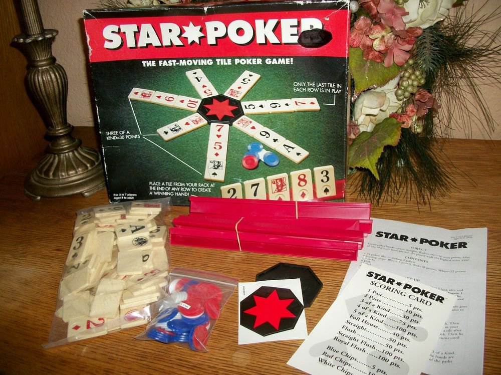 Star Poker Tile Game Family Fun VTG 1994 by Pressman Unused in Tattered Box