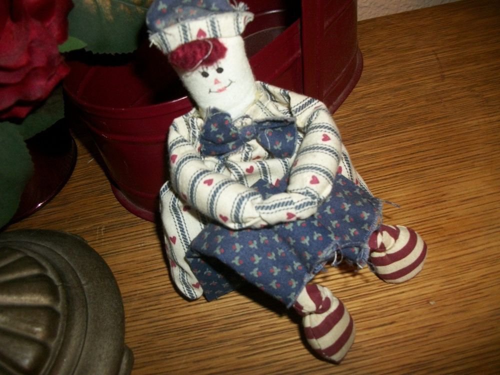 Patriotic Primitive Rag Doll Navy Man Boy Sailor Red White Blue Americana Decor