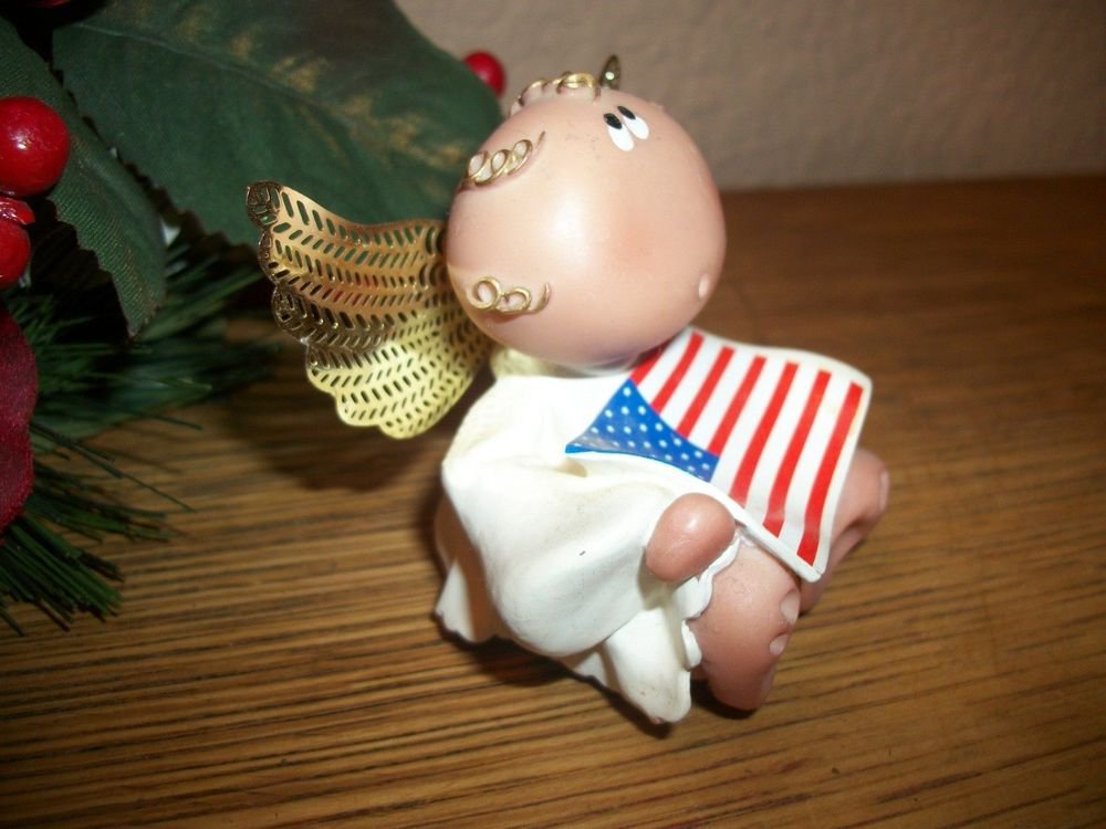 Angel Figurine American Flag Kirks Kritters 2001 Collectible Russ Berrie