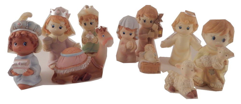 Nativity Set 10 pc NIB Precious Moments Style Figures Christian Christmas Decor