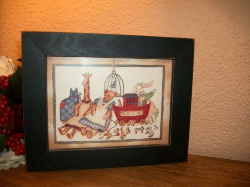 Noahs Ark Linda Spivey Framed Art Print Wall Hanging Animals Bear Giraffe Rabbit
