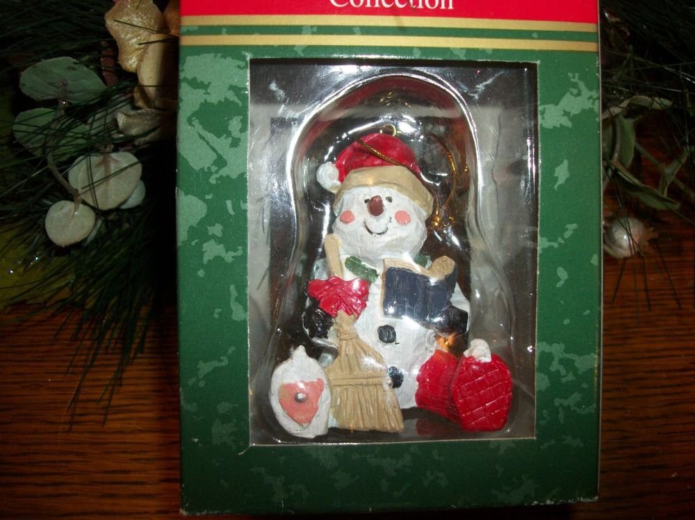 Holiday Collection Polyresin Rustic Snowman Christmas Tree Ornament NIB Figurine