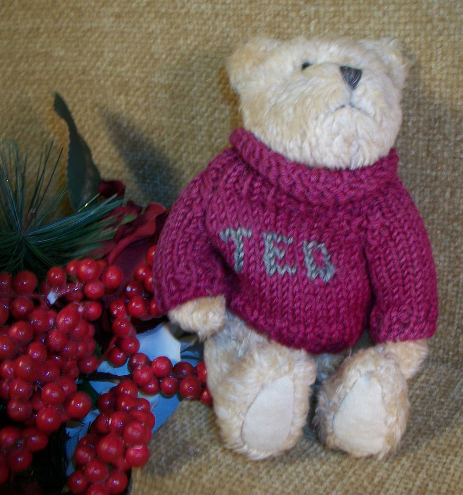 BOYDS TED 8" Plush Stuffed Animal Red Sweater Bear RARE JB Bean Collectible