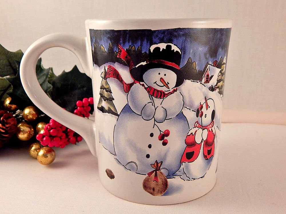 Snowman Snow Child Mug Ceramic Christmas Serving Cup 19 Oz Hot Cold Beverage