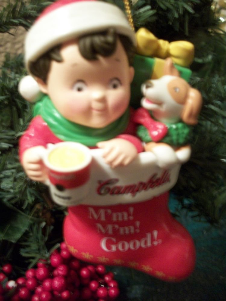 Campbells Soup Kid 2001 Advertising Collectible Christmas Ornament Boy Stocking