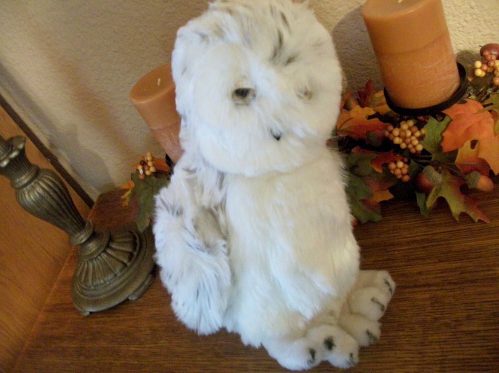 Spotted White Owl 12" Dakin Stuffed Plush Animal VTG Toy Fall Halloween Decor