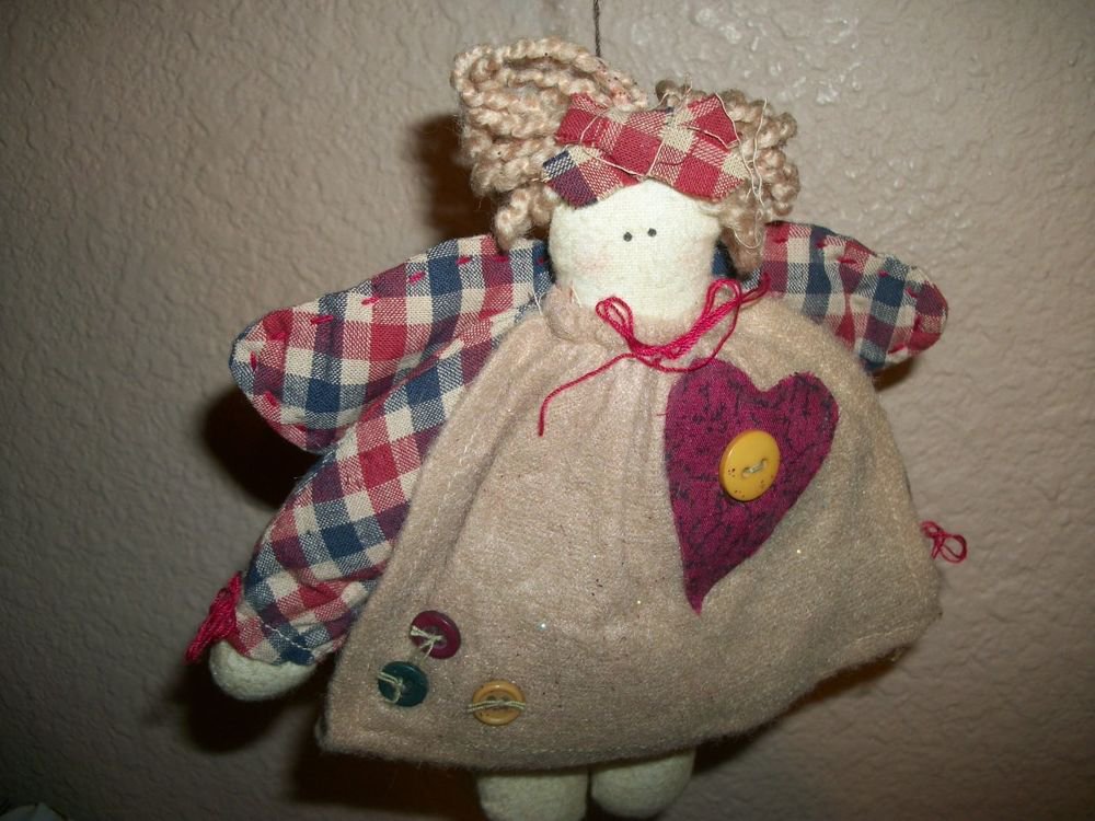 Rustic Angel Christmas Tree Ornament Primitive Fabric Americana Holiday Decor