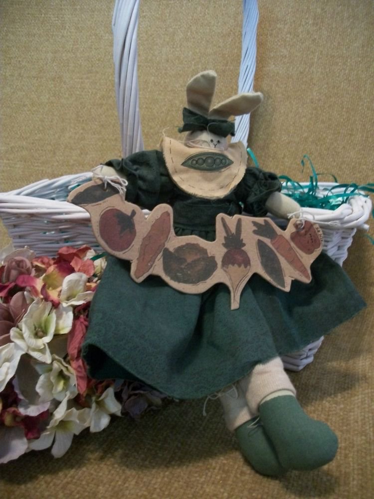 Garden Bunny Rabbit VTG Handcrafted Soft Sculpture Stuffed Animal Home Decor