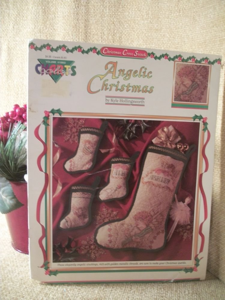 Angelic Christmas Elegant Angel Stockings - Color Charts Cross Stitch Patterns