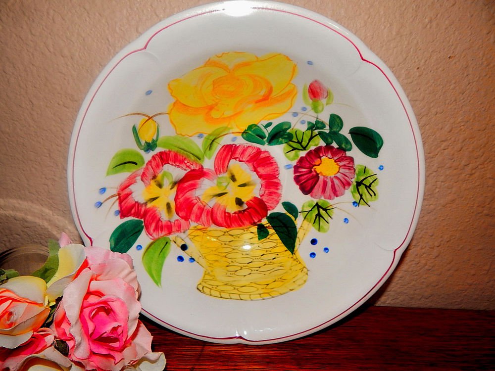 Antique Bowl Eagle Brand Ironstone Handpainted Modern Floral Serving Tableware