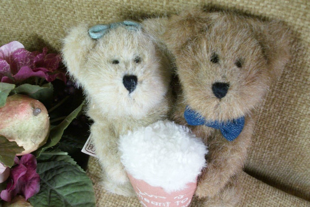 BOYDS Bearlove Teddy Bears 6" Plush Stuffed Animals Sharing Soda Retired 903022