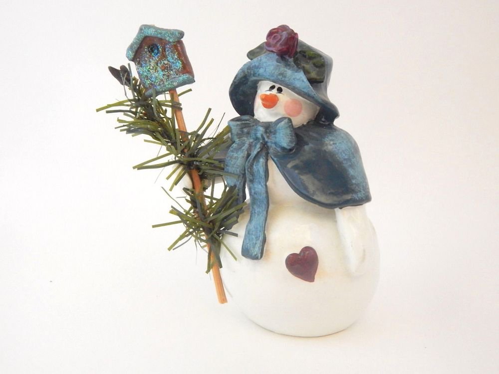 Snowman Figurine Enesco Collectible Donna Little Snow Woman Girl Christmas Decor