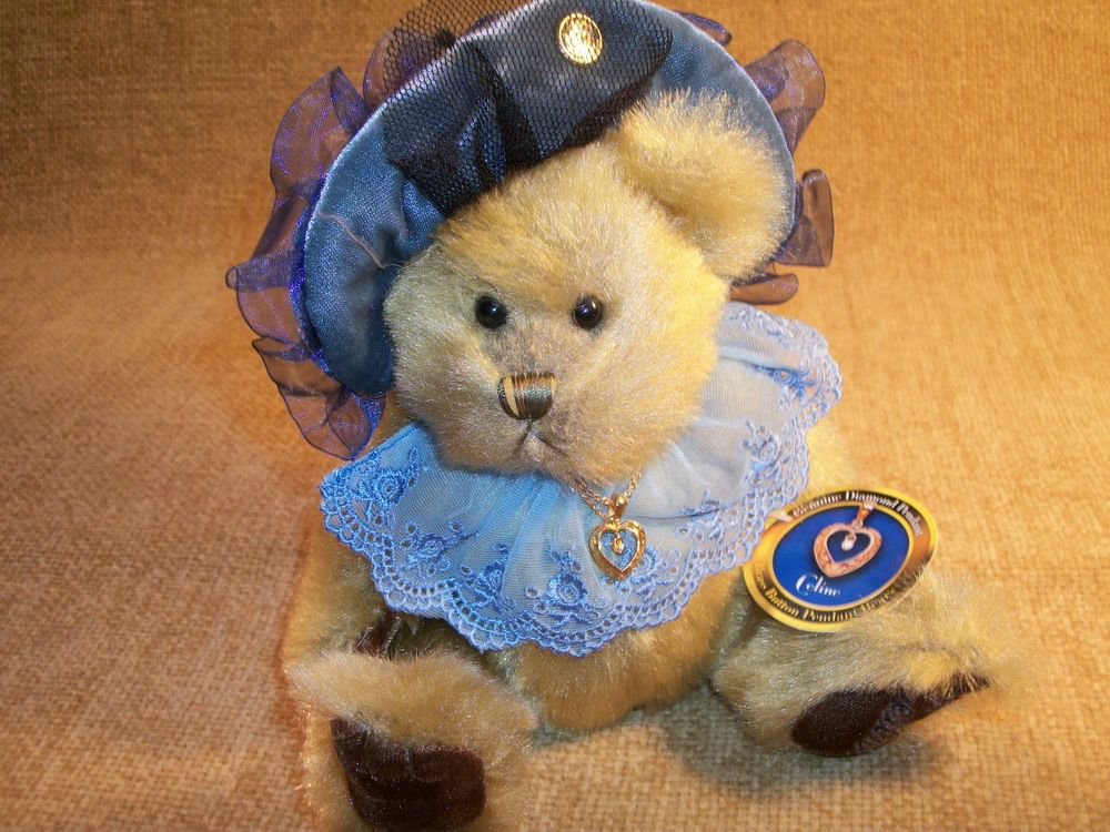 Pickford Bears Celine Brass Button Bear Diamond Pendant Stuffed Animal Keepsake