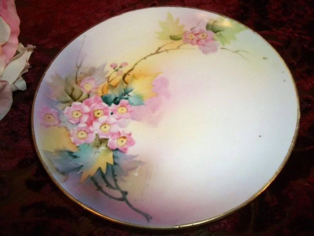 Decorative Plate Hand Painted Cherry Blossoms Nippon Porcelain VTG Collectible
