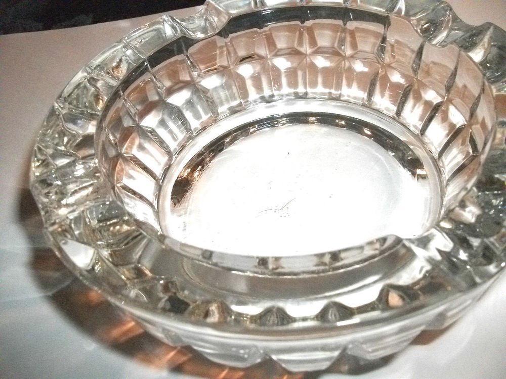 Ash Tray Lead Crystal Cut Glass Masculine Barware Home Decor Barware Tobacciana