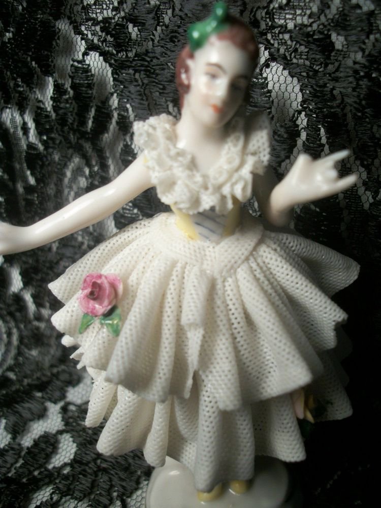 Antique Dresden Figurine Dancer Ballerina Woman Dancing Collectible Porcelain