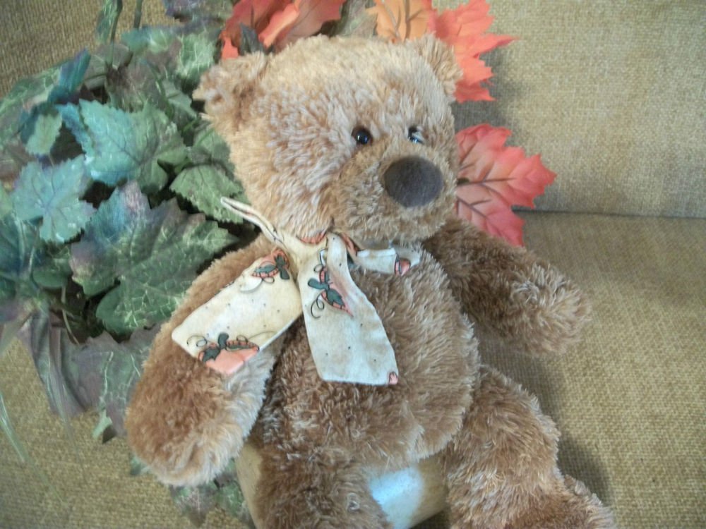 Gund Brown Plush Teddy Bear Stuffed Animal Retired Patches 88331 Fall Decor