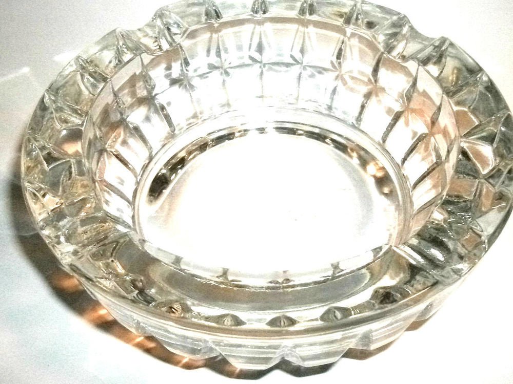 Ash Tray Two Lead Crystal Cut Glass Housewares Home Decor Vintage Tobacciana