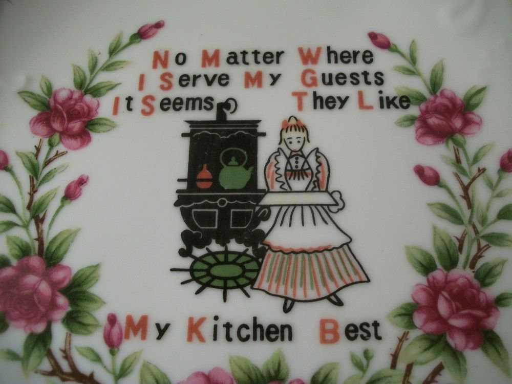 Kitchen Wall Plate Poetry Plaque Porcelain Ceramic VTG Mid-Century Home Decor