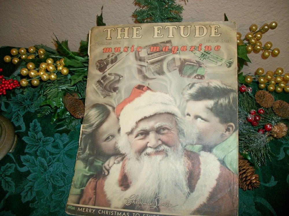 Etude Music Magazine War Era Antique Santa Claus Christmas Rare Dec 1939 Edition