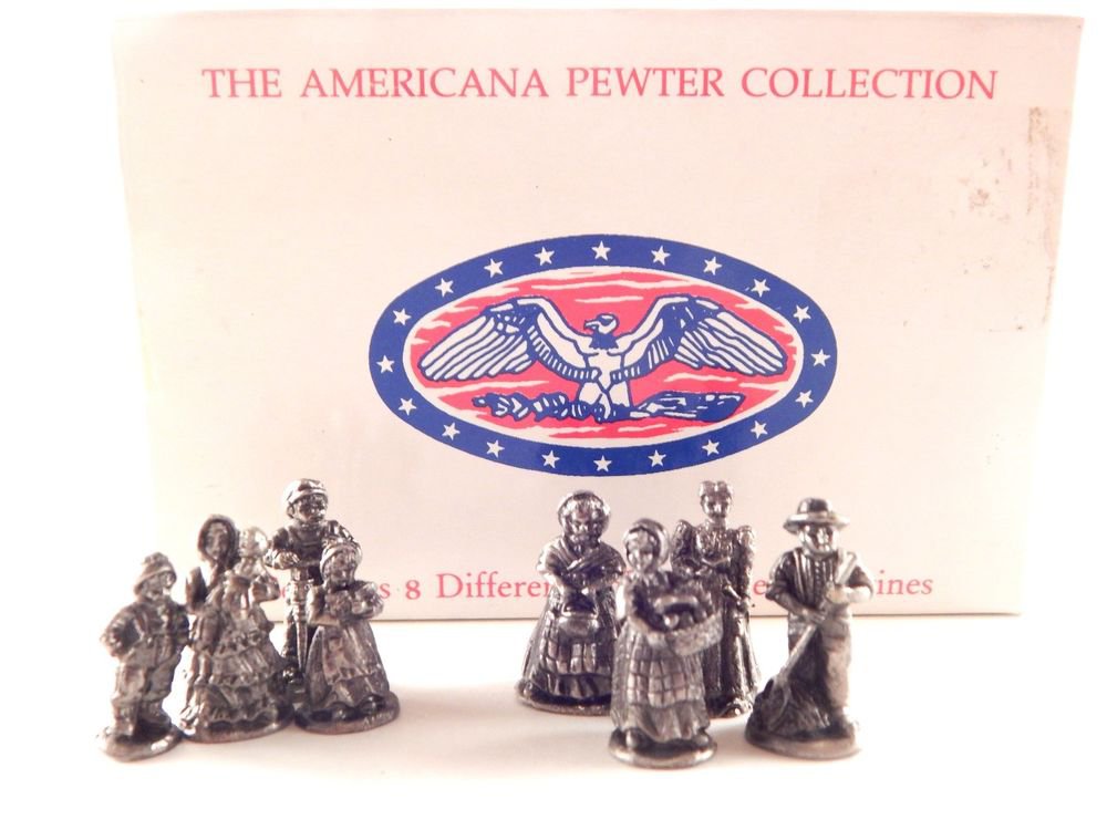 American Pewter Collection Figurines Eight Miniature VTG Revolution Era People