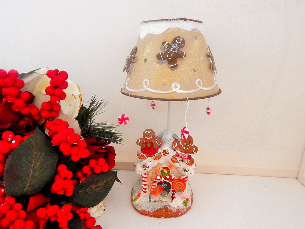 Gingerbread House Tea Light Candle Holder Table Lamp Christmas Decoration