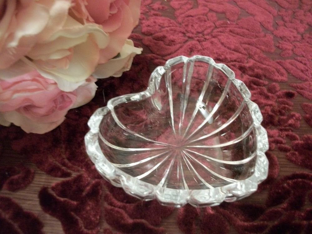 Mikasa Trinket Dish Crystal Heart Candy Bowl VTG Home Decor Gift