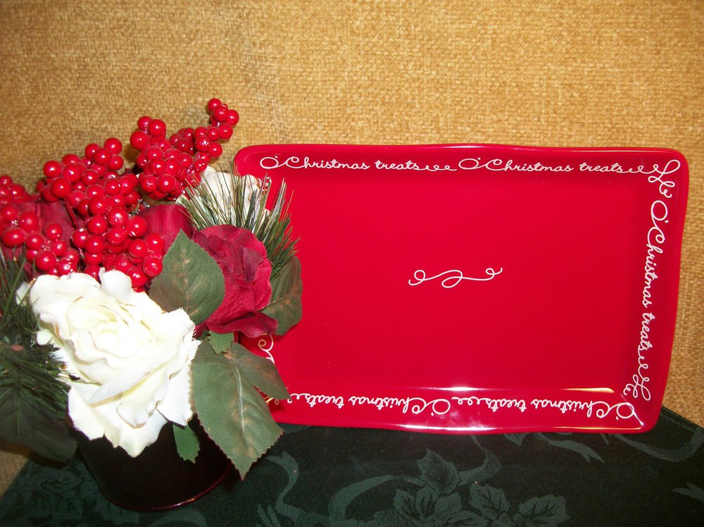 O Christmas Treats Red Serving Platter Hallmark Christmas Holiday Tableware