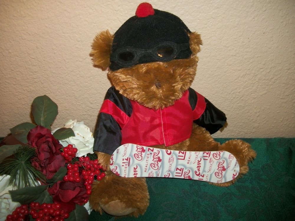 Snowboard Bear Stuffed Plush Animal Liz Claiborne Winter Christmas Decoration