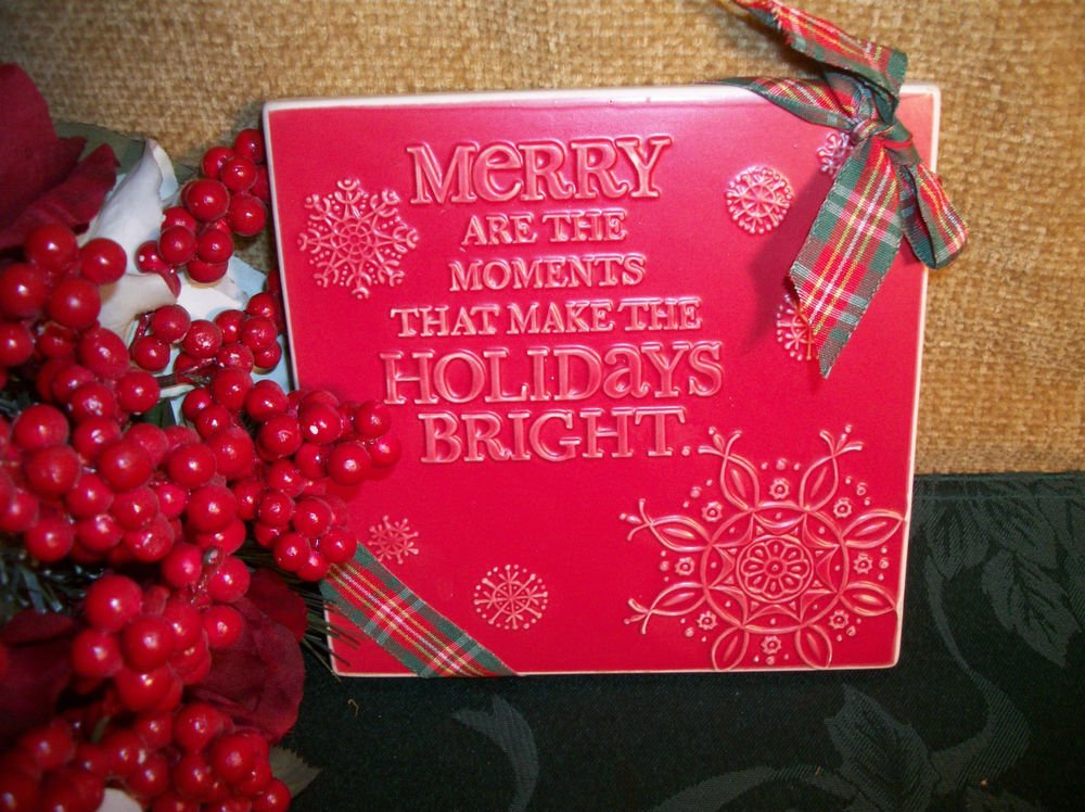 Hallmark Collectible Christmas Holiday Decoration Red Tile Snowflake Trivet