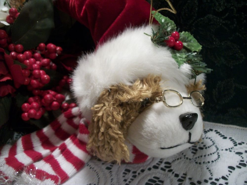 Spaniel Dog Christmas Tree Ornament Stuffed Animal Holiday Decoration