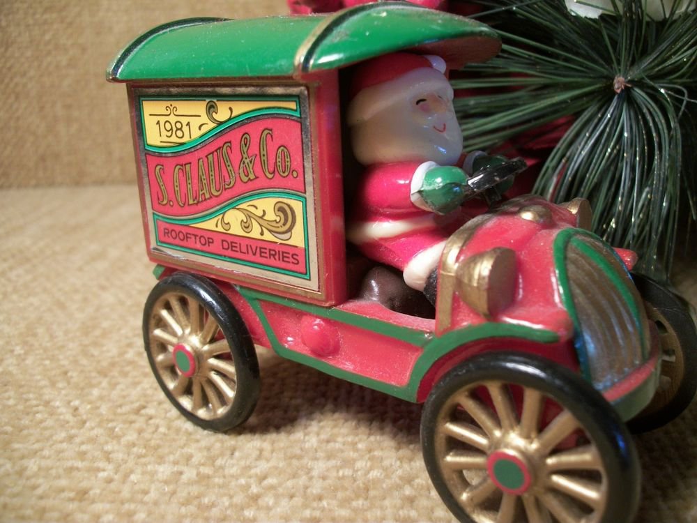 RARE Hallmark Collectible Christmas Ornament 1981 Santa Driving Delivery Truck
