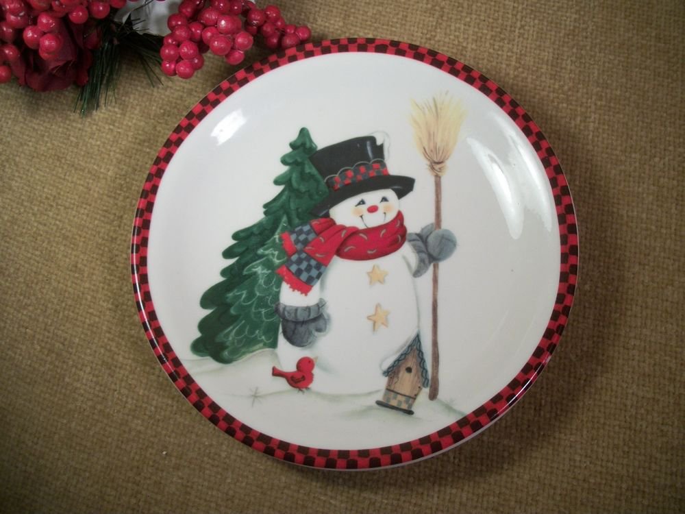 Snowman Decorative Cookie Plate Ceramic Serving Tableware by Studio 33
