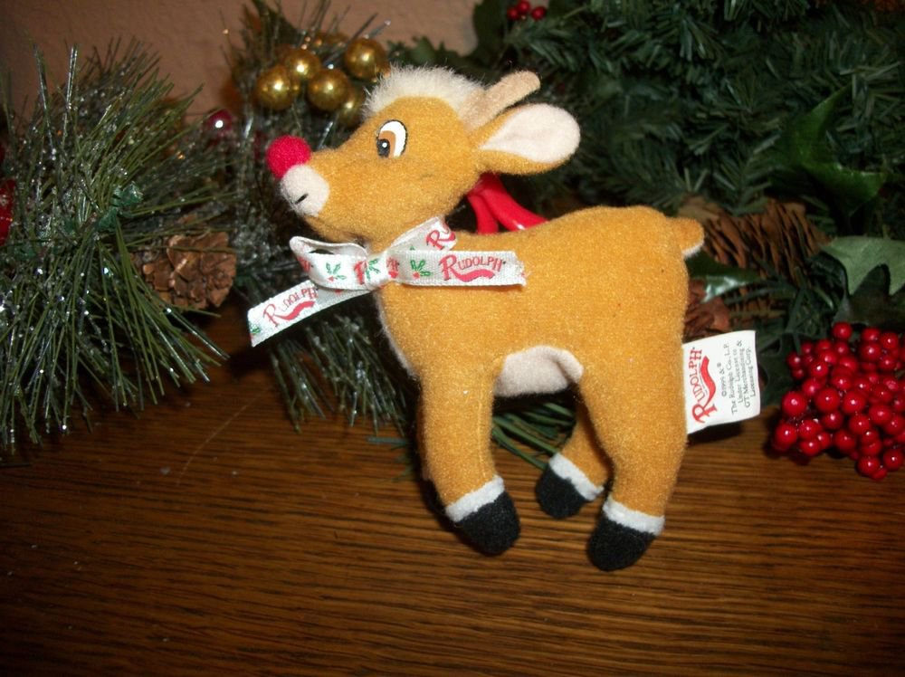 Rudolph the Red Nosed Reindeer Stuffed Animal Toy Clip On Christmas Ornament