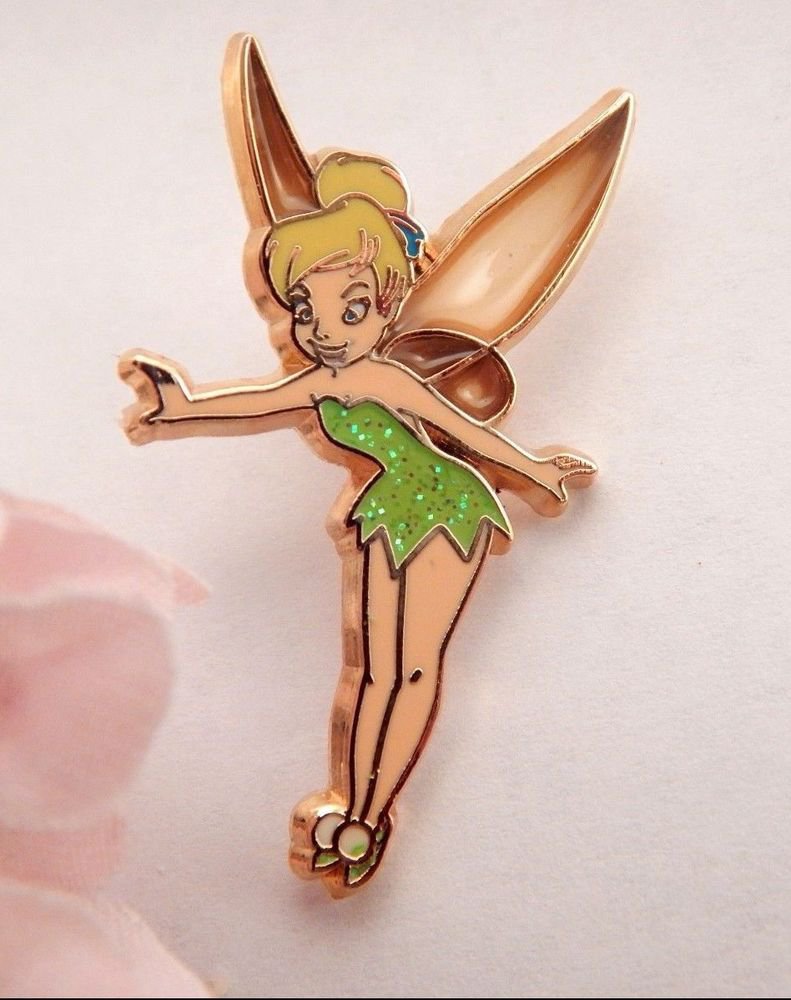 Tinker Bell Pin Gold Metal Standing Tink Disneyland Collectible Disney Jewelry