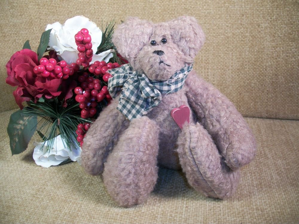 Teddy Bear Brown Plush Handcrafted Country Woodland Home Decor Stuffed Animal