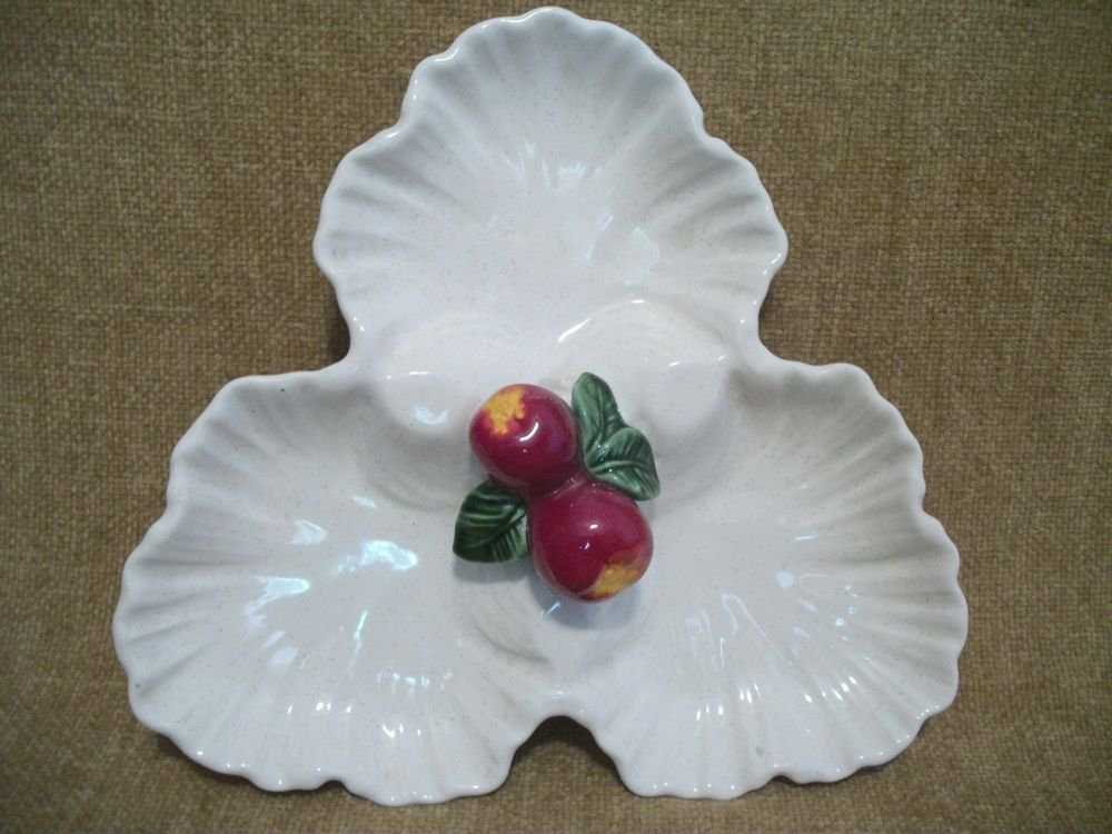 Red Apple Ceramic Serving Dish Handpainted VTG California Pottery AP511