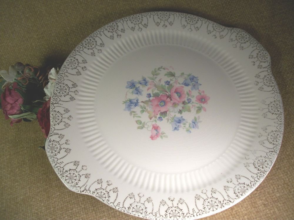 Cake Plate Royal China Sebring Ohio VTG Serving Platter Decorative Dish