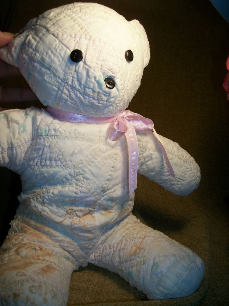 Teddy Bear Stiffesd Animal Made From Antique Quilts Hand Sewn VTG Artisan Bear