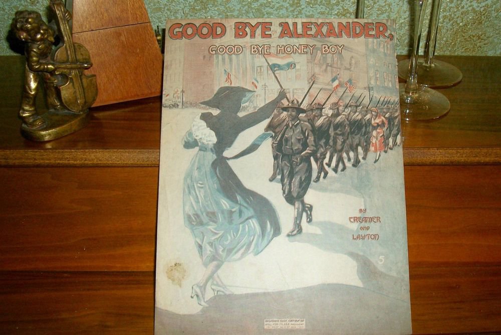 Good Bye Alexander Honey Boy Antique Sheet Music VTG 1918 Vocal Piano WWI Song