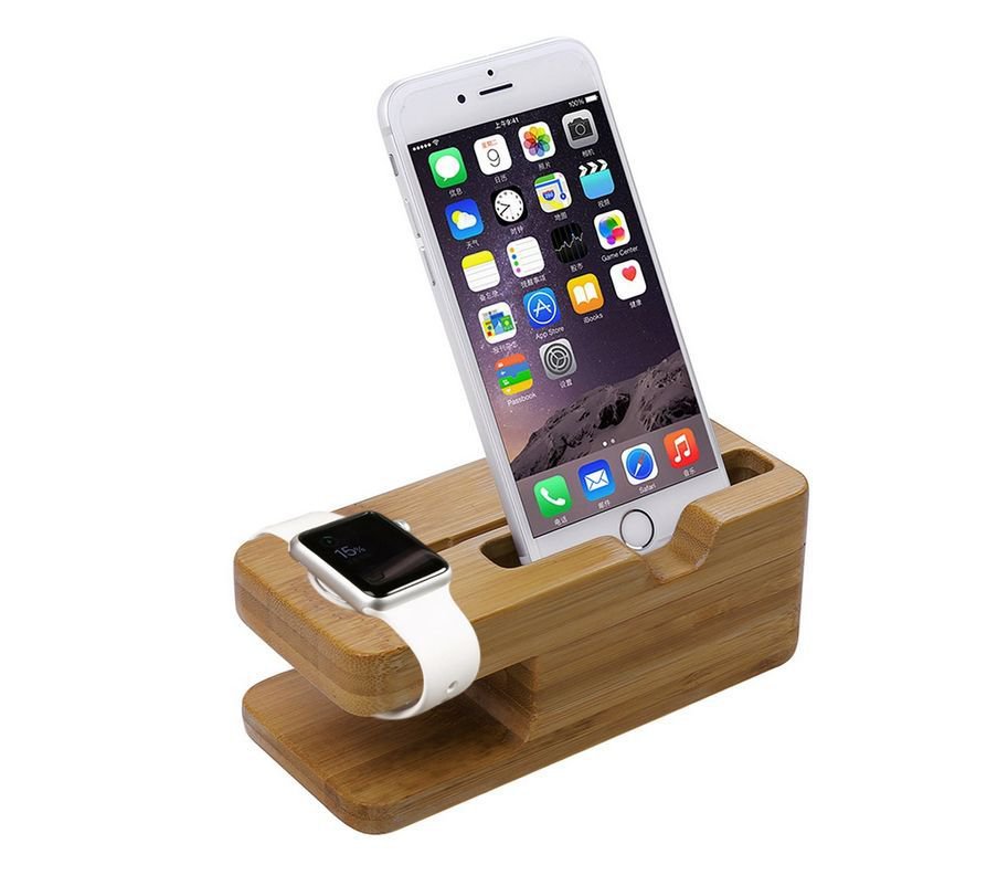 Xtenzi Bamboo Wood Docking Station for Apple Watch & iPhone