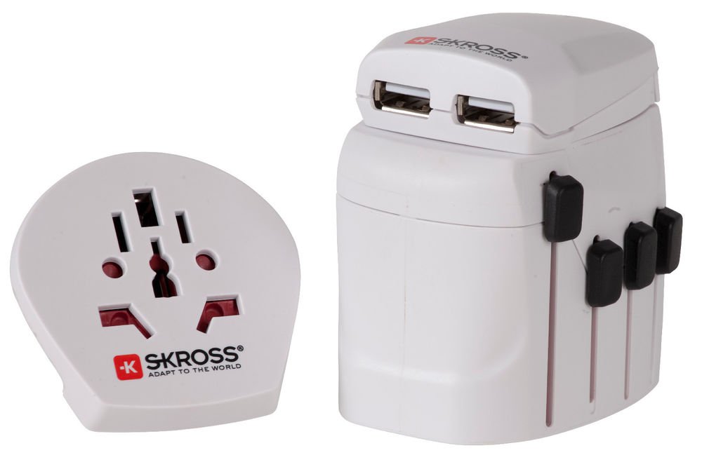 SKROSS PRO PLUS USB World Adapter Dual USB White 1.302500