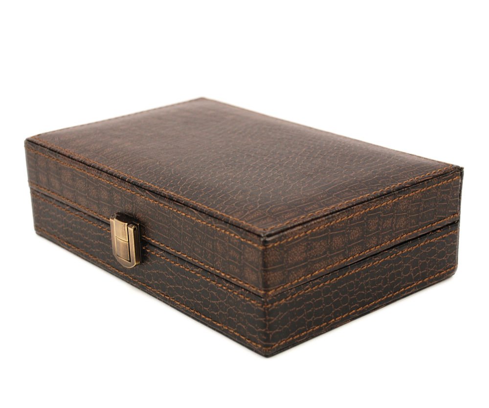 Executive High class crocodile leather Cufflink Case & Ring Storage Organizer Me