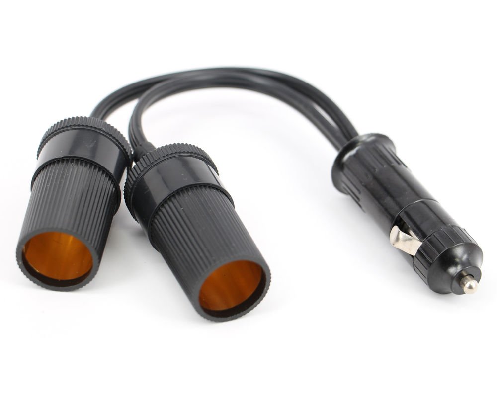 Xtenzi 12V Car Cigarette Lighter Extension Cable Socket Cord 2-Way Double Plug
