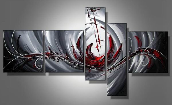 The Red Sea -Abstract-handmade painting-set of 5pcs