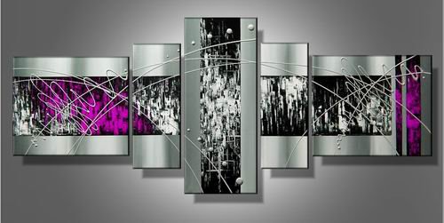 Purple Rain -Abstract-handmade painting-set of 5pcs