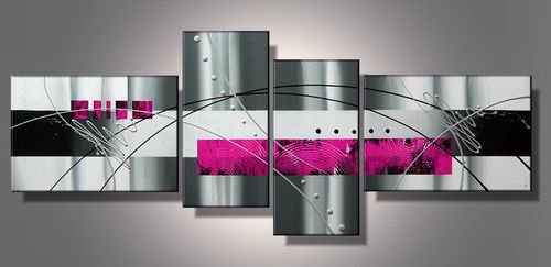 Gray Dawn -Abstract-handmade painting-set of 4pcs