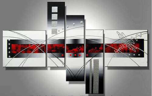 White Window -Abstract-handmade painting-set of 5pcs
